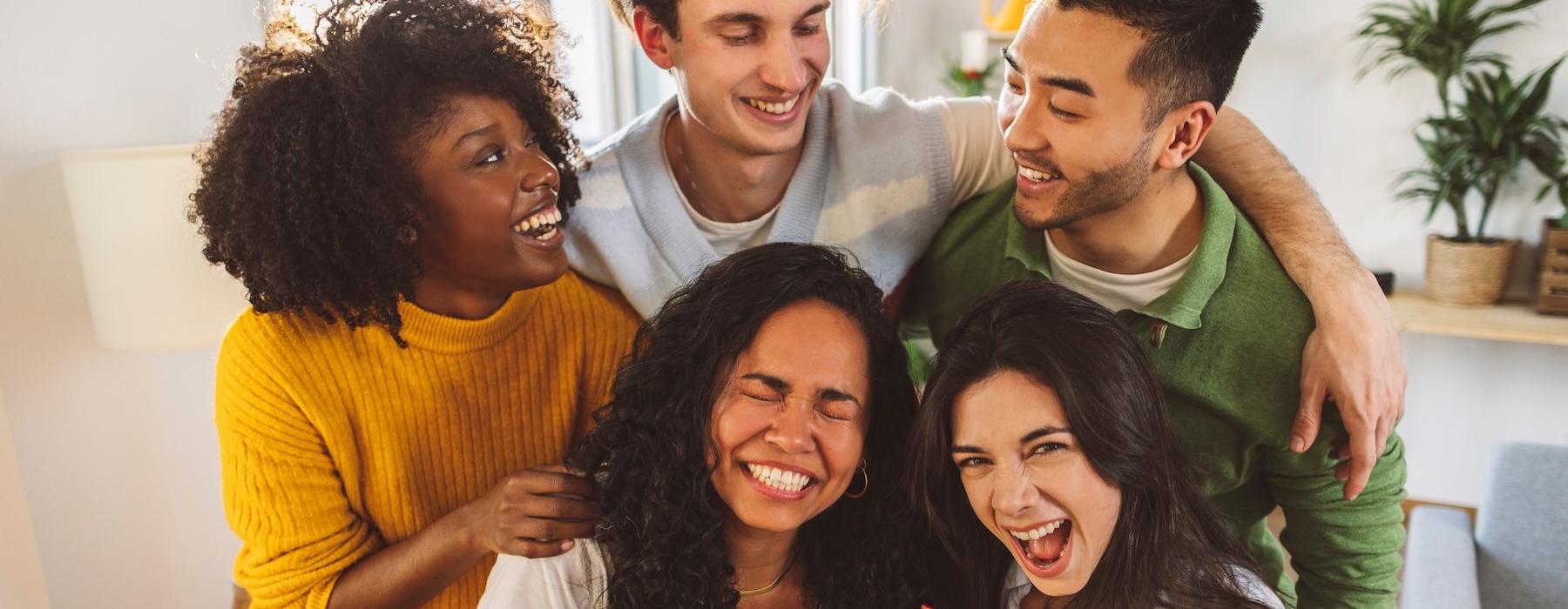 a group of people laughing
