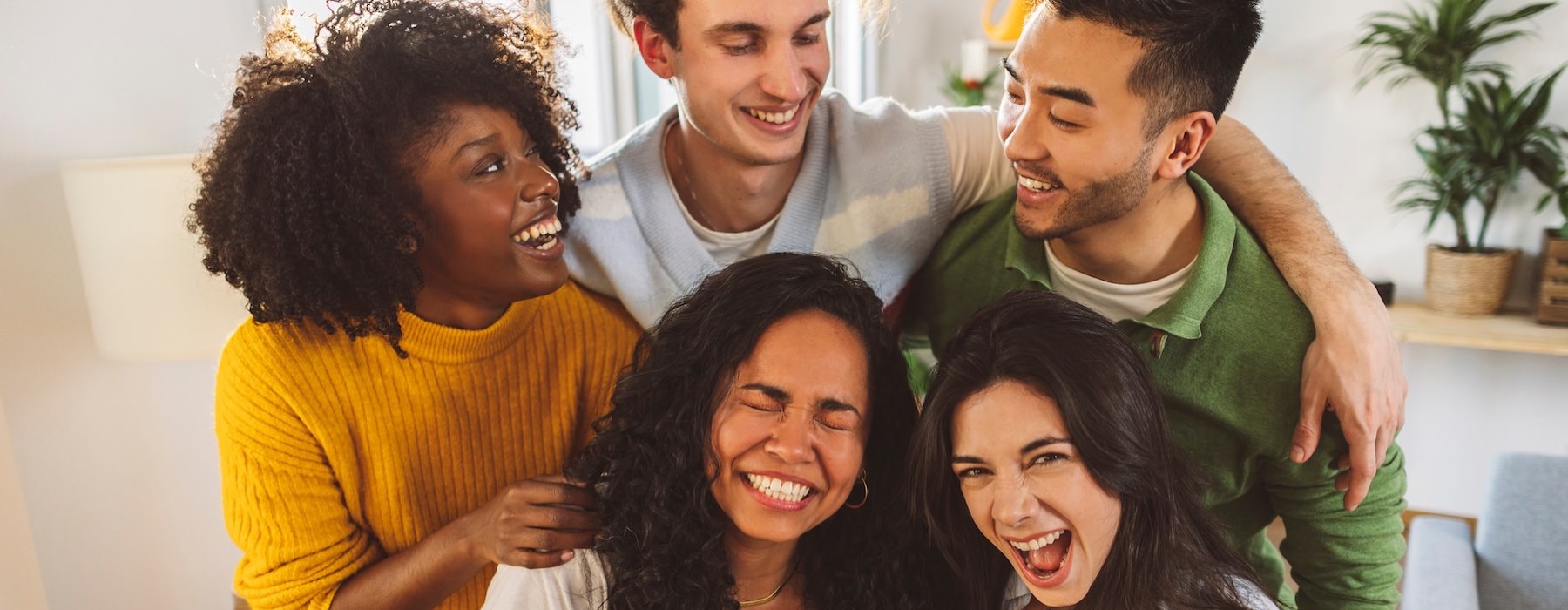 a group of people laughing
